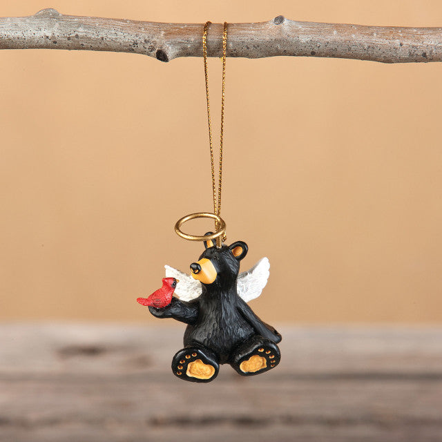 Black Bear Christmas Ornament Angel Bear with Cardinal by Jeff Fleming Bearfoots