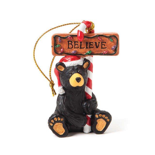 Black Bear Christmas Ornament "Believe" by Jeff Fleming, Bearfoots collection