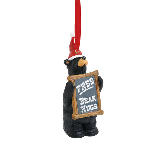 Black Bear Christmas Ornament "Free Bear Hugs" by Jeff Fleming Bearfoots