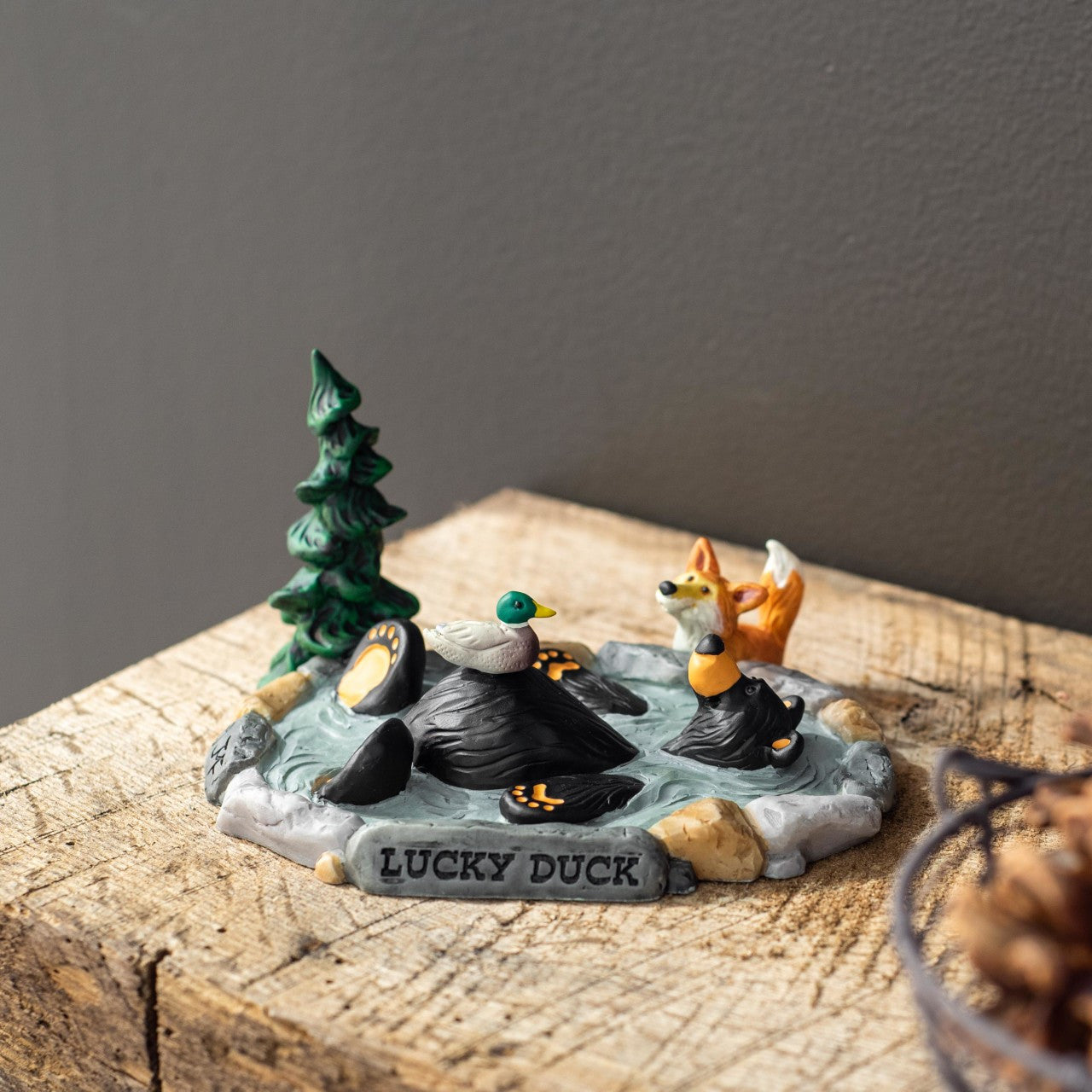 Black Bear by Jeff Fleming Bearfoots "Lucky Duck"  Rustic Cabin Lake House Spa