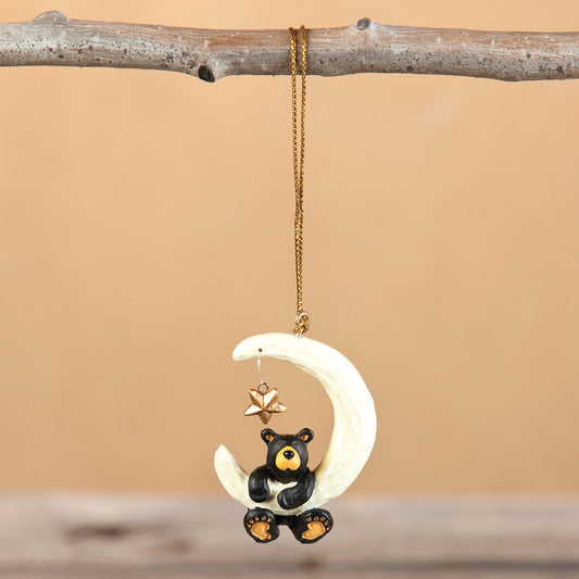 Black Bear Christmas Ornament "Bear over the Moon" Jeff Fleming Bearfoots