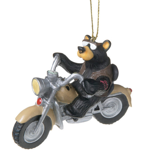 Black Bear on Harley Christmas Ornament Jeff Fleming Bearfoots Biker Bear