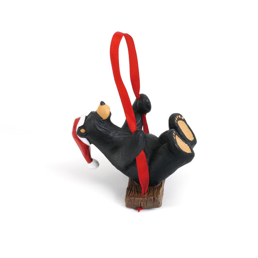 Black Bear Christmas Ornament "Santa Swing" by Jeff Fleming, Bearfoots